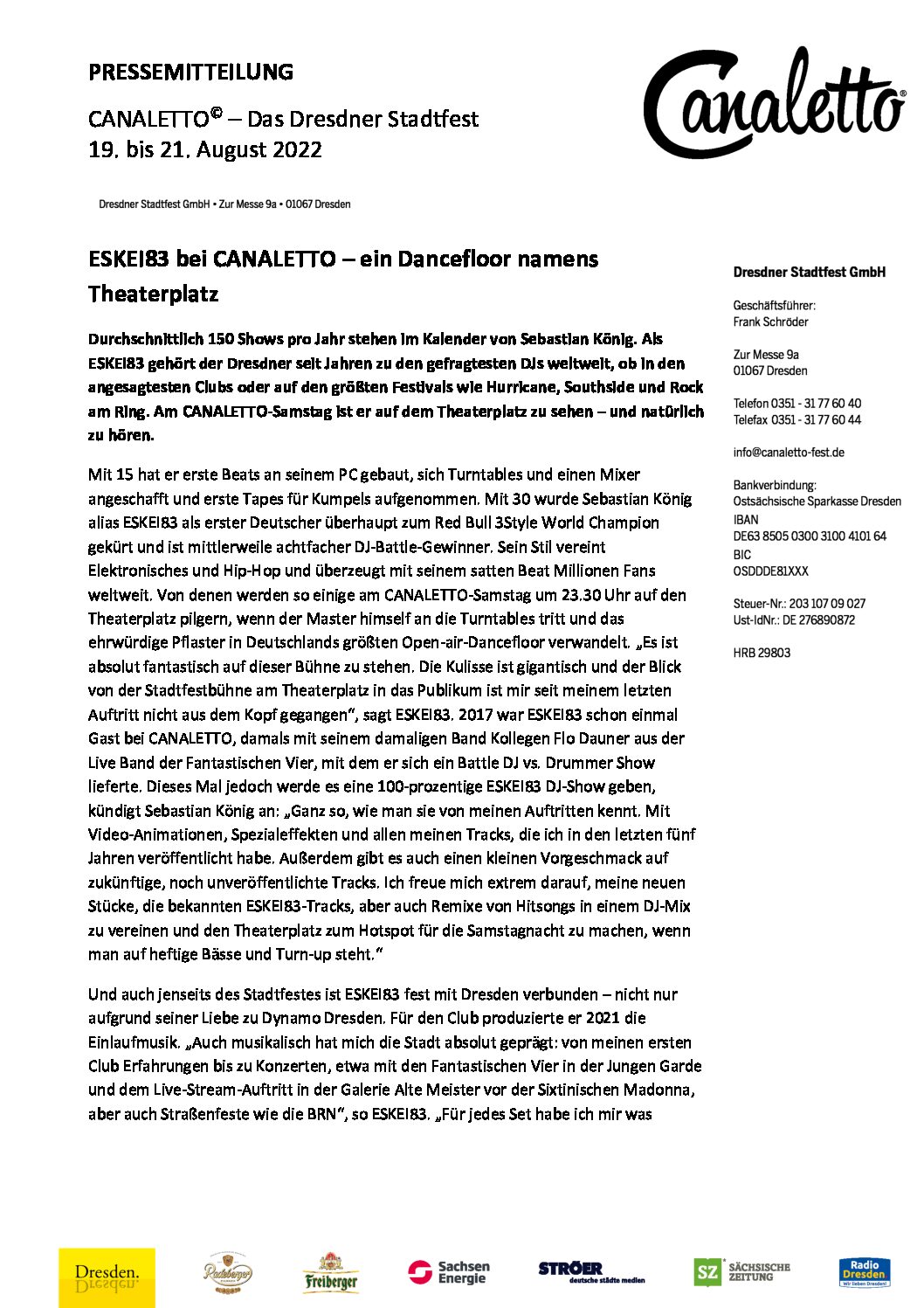 CANALETTO – Das Dresdner Stadtfest vom 16. – 18. August 2024 - Pressemitteilung - Pressemitteilung_ESKEI83