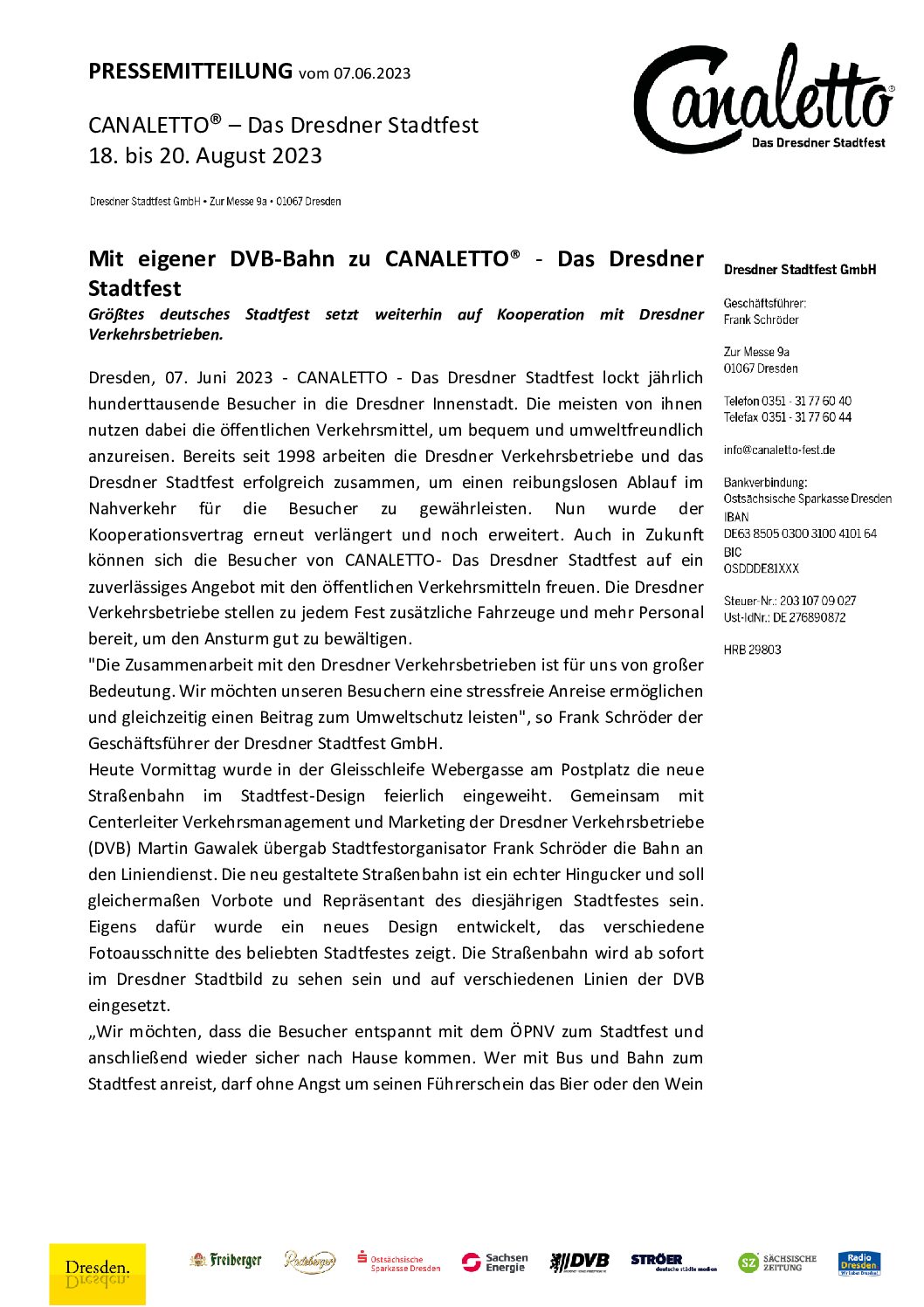 CANALETTO – Das Dresdner Stadtfest vom 16. – 18. August 2024 - Pressemitteilung - PM_Canaletto_DVB