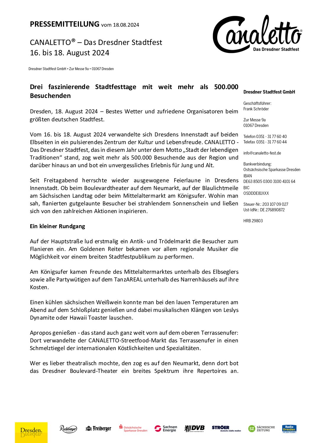 CANALETTO – Das Dresdner Stadtfest vom 15. – 17. August 2025 - Pressemitteilung - PM_Canaletto_Abschlusspressekonferenz_final